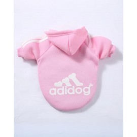 Baby Pink Adidog Kapşonlu Sweatshirt Köpek Kazağı