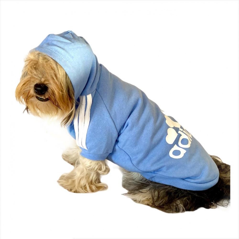 Bebek Mavisi Adidog Kapşonlu Köpek Sweatshirt Köpek Kazağı