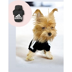 Black Adidog Kapşonlu Sweatshirt Köpek Kazağı