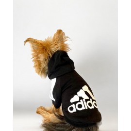 Black Adidog Kapşonlu Sweatshirt Köpek Kazağı