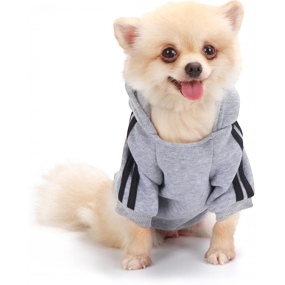 Gri Adidog Kapşonlu Sweatshirt Köpek Kazağı