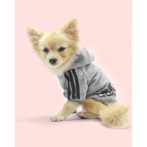 Gri Adidog Kapşonlu Sweatshirt Köpek Kazağı