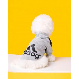 Gri Adidog Kapşonlu Sweatshirt Köpek Kazağı