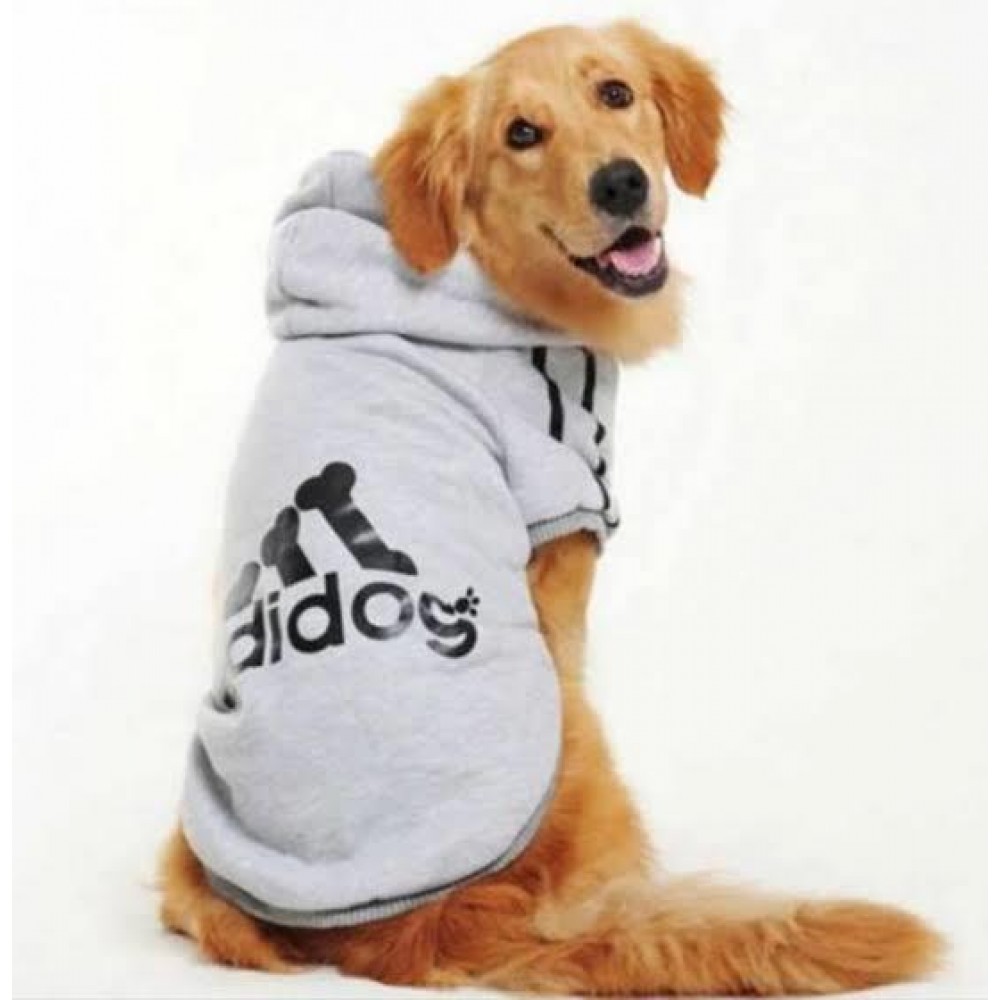 Adidog Grey Kapşonlu Gri Sweatshirt, Orta ve Büyük Irklar İçin