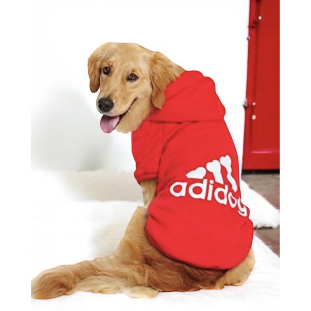 Kırmızı Adidog Kapşonlu Sweatshirt, Orta ve Büyük Irklar İçin