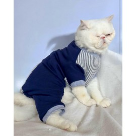 Navy Harmony Kalın Penye Kedi Tulum Pijama