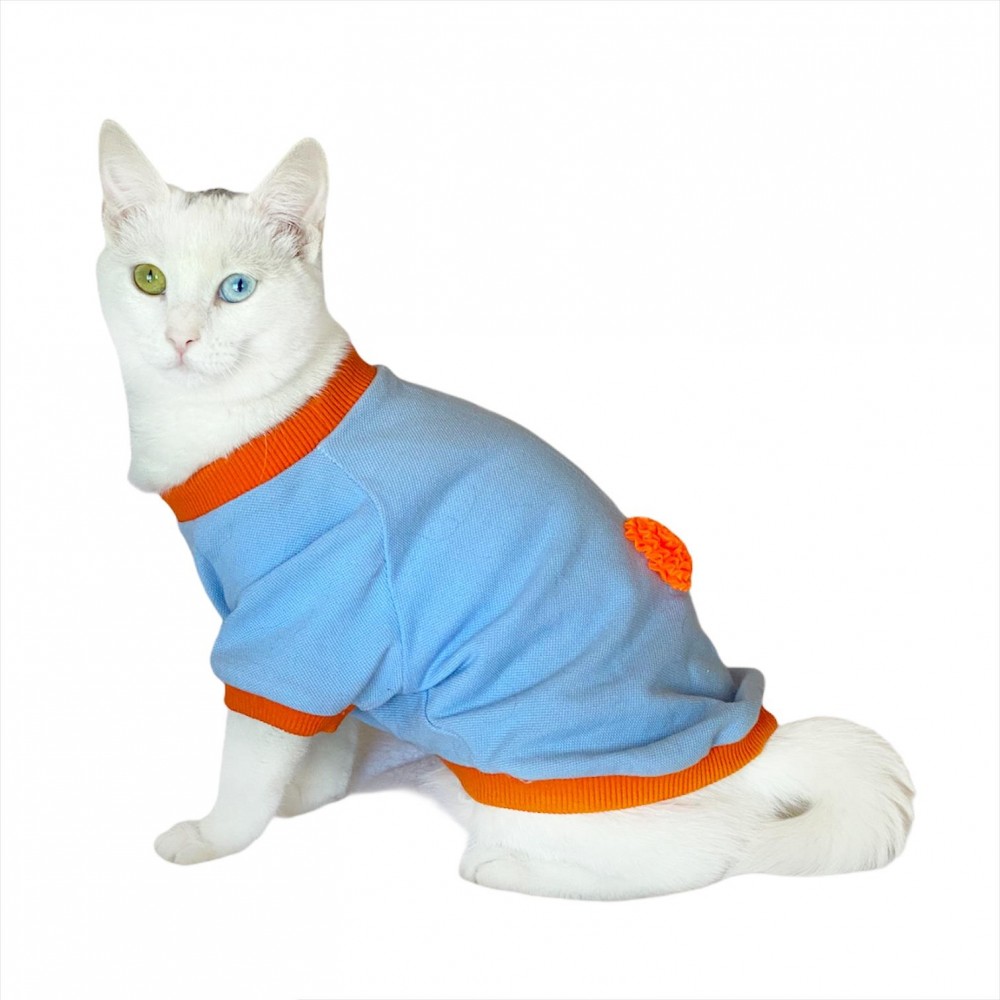 Ponçik Oval Yaka Tişört Kedi Kıyafeti Kedi Elbisesi