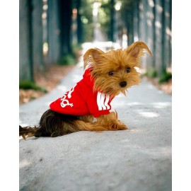 Red Adidog Kapşonlu Sweatshirt Köpek Kazağı