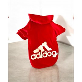 Red Adidog Kapşonlu Sweatshirt Köpek Kazağı