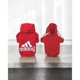 Red Adidog Kapşonlu Sweatshirt Köpek Kazağı