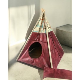 Tepee FiftyFive Kedi Evi, Kedi Barınağı, Kedi Çadırı, Minderli Kedi Yatağı